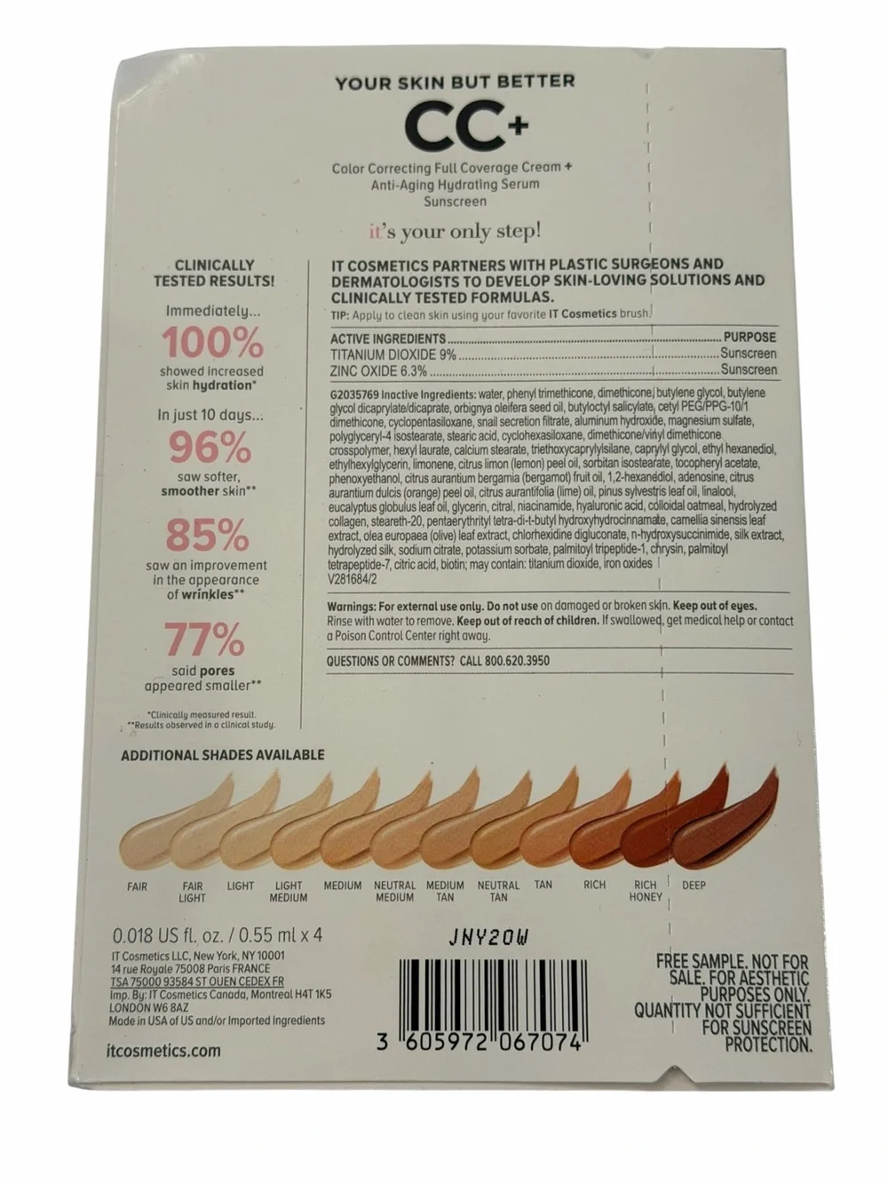 IT Your Skin But Better CC + Full Coverage Foundation Sample Card Travel